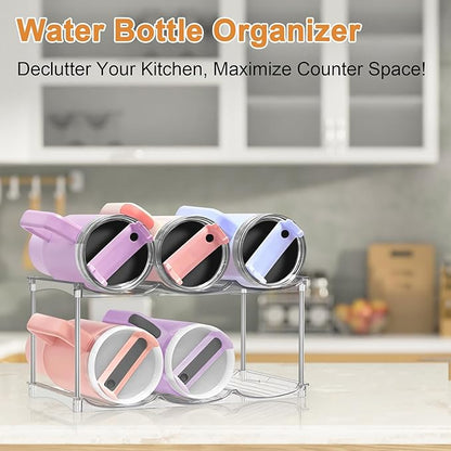 HOMECOR Water Bottle Organizer for Stanley 40 oz Tumbler - Large Stackable Water Bottle Holder for Cabinet, Pantry Kitchen Organizers and Storage for Stanley Cup Accessories, Tumbler Storage Organizer