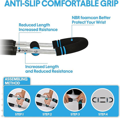 Arm Twister Trainer – Heavy Resistance 30–50kg – Advanced Forearm & Bicep Strengthener for Men – Home Strength Training Equipment with Resistance Band (Blue)