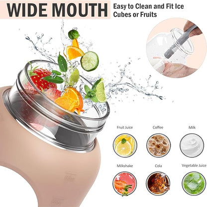 84oz Glass Water Bottle with Stainless Steel Handle,2.4L Gallon Water Bottle with 2-IN-1 Straw Lid, Silicone Sleeve and Motivational Capacity Marker, Wide Mouth Water Jug For Gym, Workout, Amber