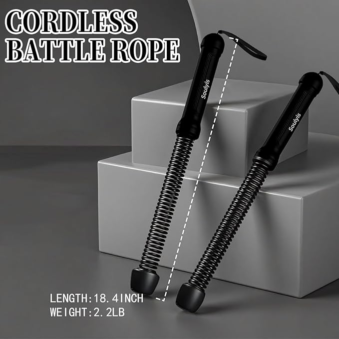 Soulyis Ropeless Battle Ropes for Quiet Home Gym - Cordless Training Rope, Weighted Workout Ropes for HIIT, No-Jump Training & Full-Body Exercise,Fitness Equipment for Men & Women