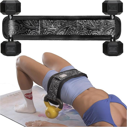 Hip Thrust Belt - Adjustable Fitness Belt for Dumbbells, Kettlebells, Plates - Support Up to 100 lbs - For Glute Workouts at Home Gym - Gifts Ideas for Women, Black