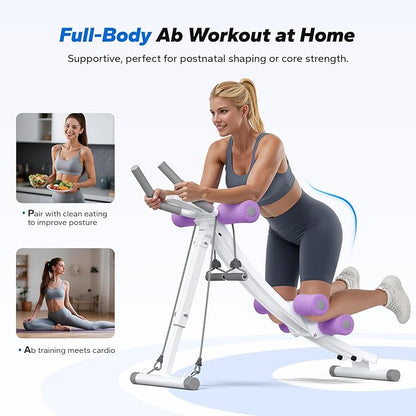 MERACH Dual Track Ab Machine, Adjustable Ab Trainer Machine, Ab Workout Equipment for Home Gym, Ergonomic Arc Track for Better Abs, Foldable Workout Machine for Full Body Workout Home Exercise (Black)