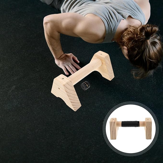 Wooden Push up Bars 2pcs Push up Grips Strength Training Handles Beech Wood Non-slip Parallettes for Home Gym Calisthenics Workout Men Women