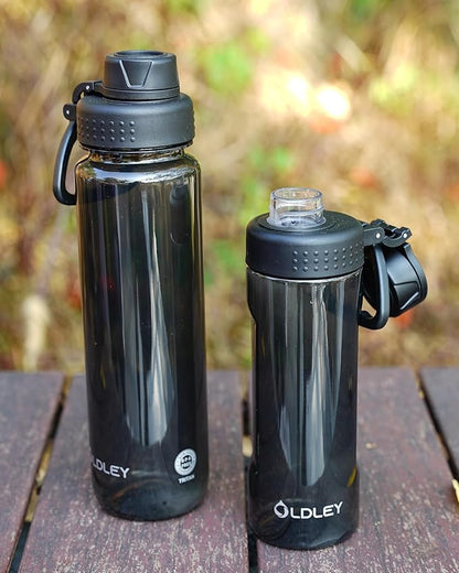 OLDLEY Water Bottles 20oz BPA Free Tritan Water Bottle with Carry Handle and Spout Lid, Leakproof Kids Water Bottle for Home,Travel, School, Outdoors,Black