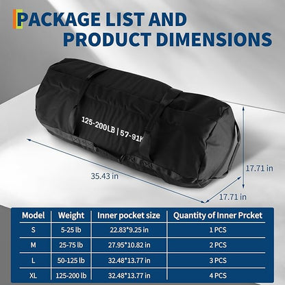 GarveeLife Workout Sandbag Unfilled - 5-200 LBS Heavy Duty Fitness Sandbag for Strength Training, Core & Full-Body Exercises | Adjustable Weight Home Gym