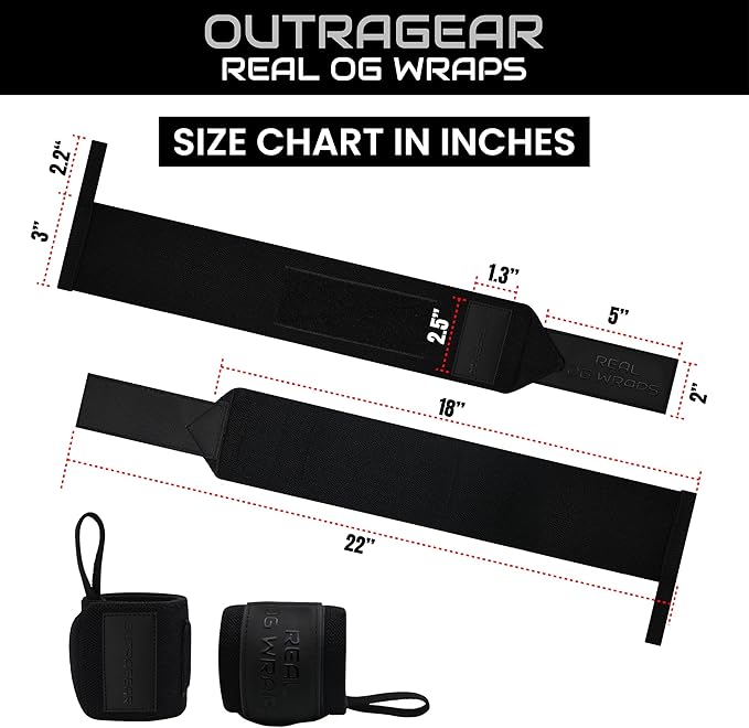 18" OG-Grade Wrist Wraps for Weightlifting – Heavy Duty Wrist Support with Thumb Loop & Lockdown Strap – Wrist Straps for Powerlifting, Bench Press & Gym Training