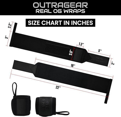 18" OG-Grade Wrist Wraps for Weightlifting – Heavy Duty Wrist Support with Thumb Loop & Lockdown Strap – Wrist Straps for Powerlifting, Bench Press & Gym Training