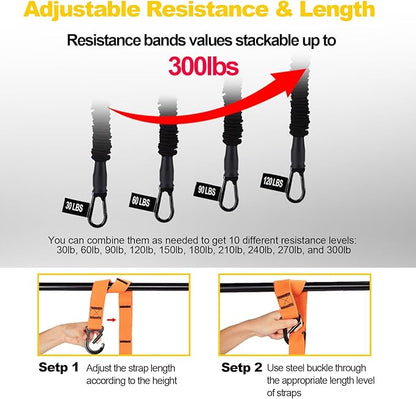 WELSPO Pull Up Assistance Bands with 4 Heavy Duty Resistance Bands for Pull Up Bar Workout, Adjustable Pull Up Assist Band Equipment for Home Gym Strength Training & Full Body Workout