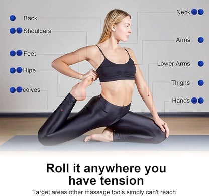 Physical Massage Therapy Ball Set: Lacrosse & Spiky Ball Set for Stress Relief, Muscle Therapy, Myofascial Release, Portable Pain Relief Tool for Gym Office Home Use (Blue-Blue)