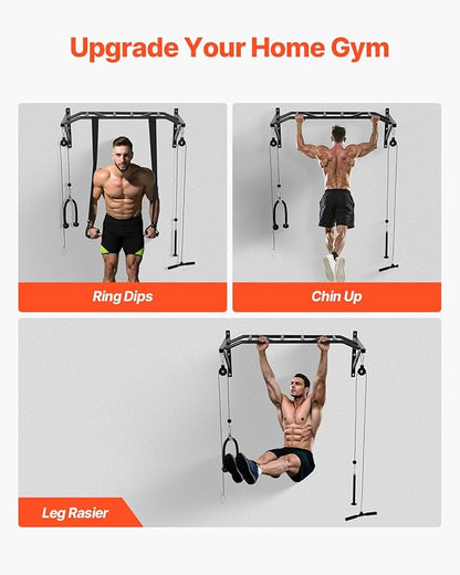 VEVOR Pull Up Bar, Multi-Grip Wall Mounted Pull Ups, 50 in Width Multifunctional Chin Up Training Station, Heavy Duty Steel Upper Body Workout Bars with Hangers, 440 lbs Weight Capacity, for Home Gym