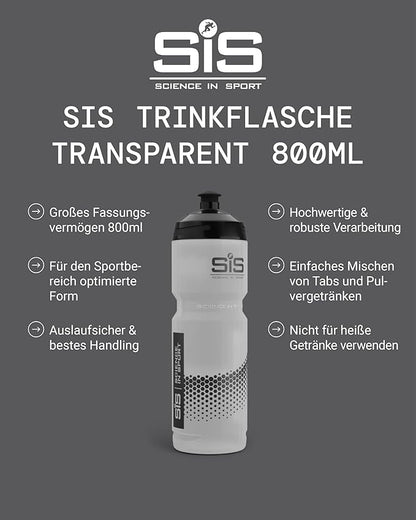 Science in Sport Water Bottle w/Easy Mixing | Clear Squeeze Water Bottle w/Running Lockable Valve - 27 Fluid Ounce