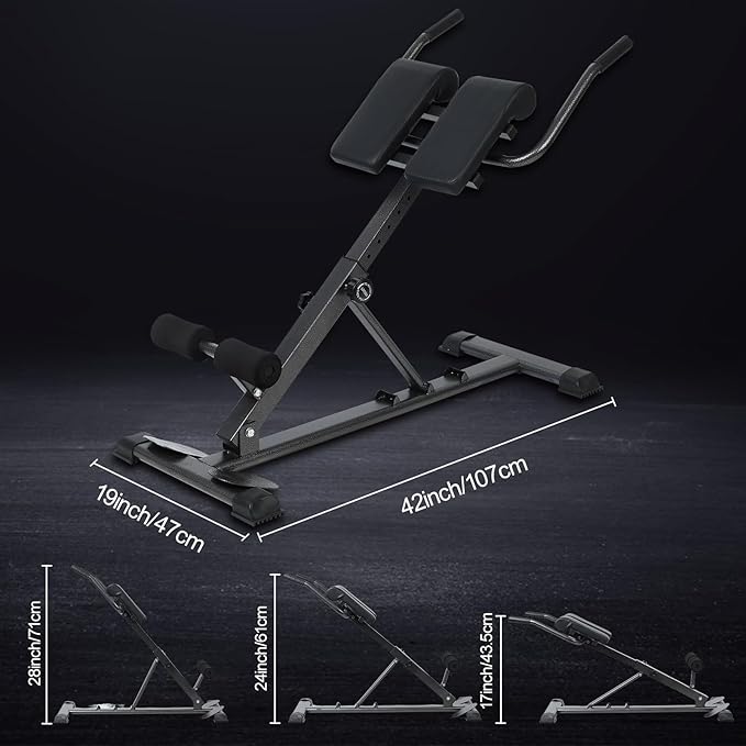 hatleues Roman Chair, Foldable Hyperextension Roman Chairs, Abdominal Exercise, Back Extension Bench, Sit Up Bench for Glute & Ab Workouts,Home Gym Full Body Extension Machine for Men Women