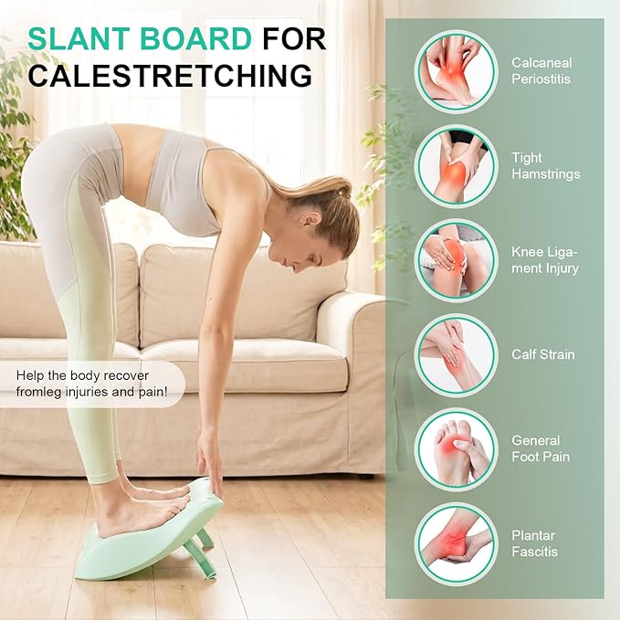 4-in-1 Slant Board & Back Stretcher – Adjustable Calf Stretch Board, Lumbar Pillow, and Foot Rest for Deep Muscle Relief, Post-Workout Recovery, and Injury Prevention