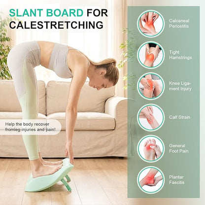 4-in-1 Slant Board & Back Stretcher – Adjustable Calf Stretch Board, Lumbar Pillow, and Foot Rest for Deep Muscle Relief, Post-Workout Recovery, and Injury Prevention