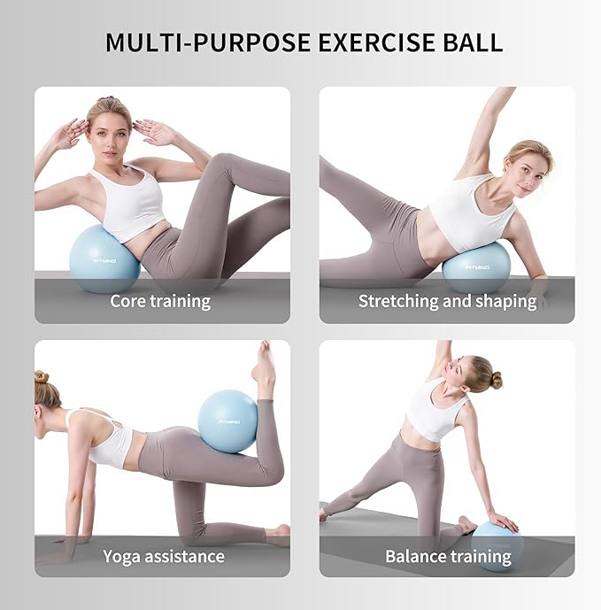FITMIND_Pilates Ball 10 Inch Anti-Burst Slip Resistant Mini Yoga Ball for Fitness, Core Training, Physical Therapy, Balance, Stability, Stretching 200kg 440lbs Capacity