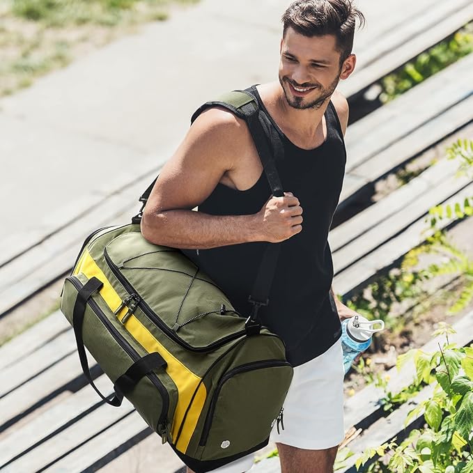 MIER Large Gym Bag for Men Sports Duffle Bag with Shoe Compartment 60L Lightweight Duffel Bags for Workout Fitness Travel, Blue