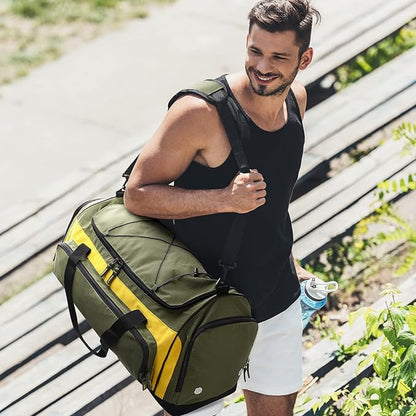 MIER Large Gym Bag for Men Sports Duffle Bag with Shoe Compartment 60L Lightweight Duffel Bags for Workout Fitness Travel, Blue