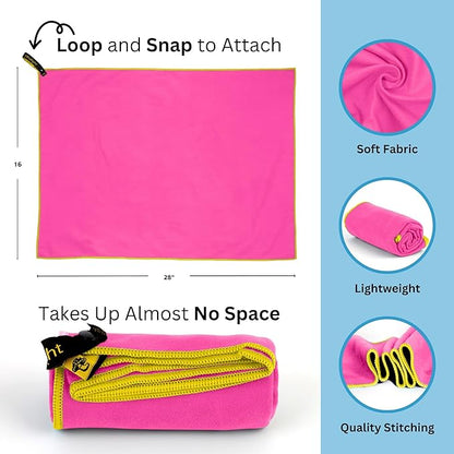 Backpacking Ultralight Quick Dry Microfiber Soft Fast Drying Hand and Face Towel Wash Cloth Camping Yoga Hiking Active Lifestyle Small (Magenta, Medium)