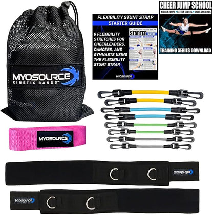 Cheer Kinetic Bands – Leg Resistance Bands for Cheerleaders | Improve Flexibility, Jumps, Stunts & Tumbling | 4-Level Resistance System with 12 Stunt Strap Colors + Digital Training Downloads