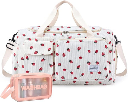 Small Gym Bag for Women, Travel Duffle Bag Carry On Weekender Bag with Shoe Compartment