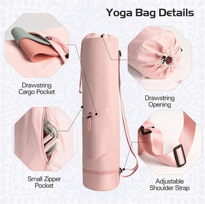 Yoga Mat Bag, Yoga Bag with Adjustable Strap and Pockets for Women & Men, Lightweight Carrier for Yoga, Workout, Outdoor Use