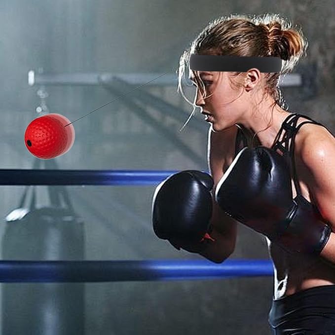 Boxing Reaction Ball Set, 6cm PU Foam Head-Mounted Balls for Reflex, Speed Training, Red Hard Ball, Tennis, Soft and Heavy Balls, Professional Use
