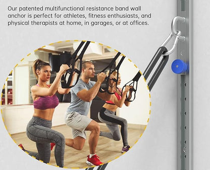 Wall-Mounted Anchor Fitness System - Adjustable, Multi-Functional, Space Saving Home Gym Solution for Strength Training,Adjustable Workout Wall Anchor System Blue