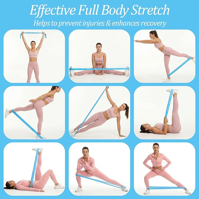Multi-Functional Stretch Band for Pilates, Elastic Yoga Stretching Strap with Loop 12 Loops Stretch band Yoga Strap with 12 Loops for Dance, Gymnastics, Flexibility & Resistance Training, Ballet