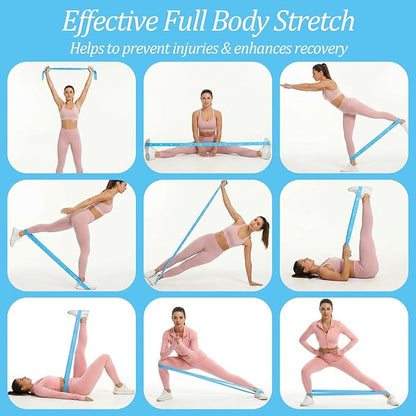 Multi-Functional Stretch Band for Pilates, Elastic Yoga Stretching Strap with Loop 12 Loops Stretch band Yoga Strap with 12 Loops for Dance, Gymnastics, Flexibility & Resistance Training, Ballet