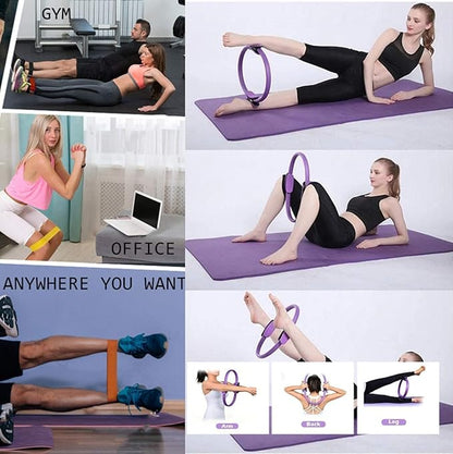 YXILEE Pilates Ring Circle Set - Workout at Home Workout Equipment Women - Booty Bands Stretching Equipment Pilates Mini Exercise Ball for Legs Arms and Thighs