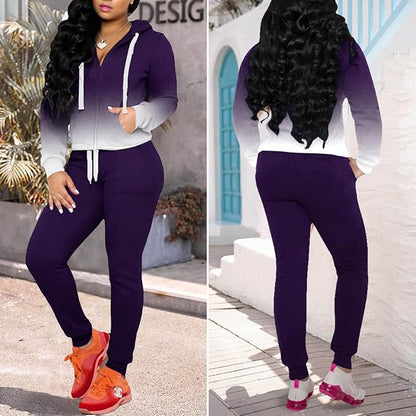 CLOCOR Track Suits for Women Set - Casual 2 Piece Outfits Sweatsuit Pocket Hoodies Long Sleeve with Patchwork Pants Set