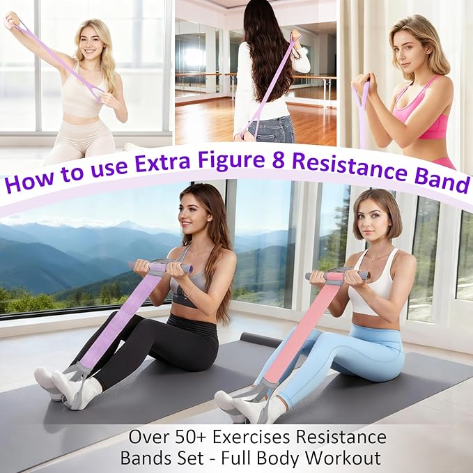 Fabric Resistance Band with Handles,Non-Slip Foot Pedal Puller Resistance Band for Legs & Glutes Working Out