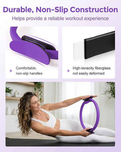 Home Pilates Essentials Kit for Women, Magic Circle Pilates Equipment Ring and Ball Set, 6 Resistance Bands Workout Guide Video for 28 Day Pilates Essential Challenge Starter Kit for Beginners