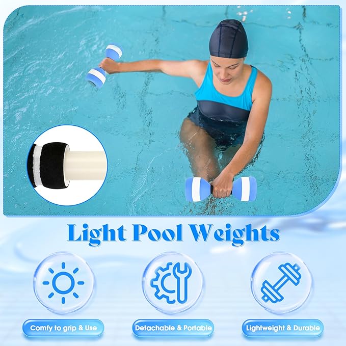 Aquatic Dumbbells, 2PCS EVA Foam Water Weights, Aquatic Exercise Dumbbells for Adults Youth Women Water Workouts Tools