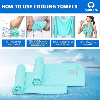 Sukeen Cooling Towels for Neck and Face (40"x12"), Soft Breathable Cooling Towel for Hot Weather, Cooling Neck Wraps, Sweat Towel for Gym, Sport, Running, Workout, Camping, Fitness