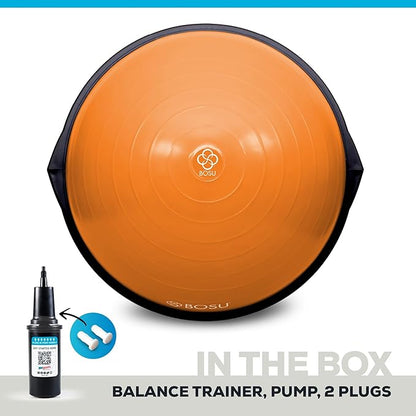 Bosu Balance Ball Exercise Trainer, Home Gym Equipment w/ Guided Workouts & Pump, 26", Blue - Inflatable Fitness Platform for Strength Training, Standing, Balancing, and Core Workout