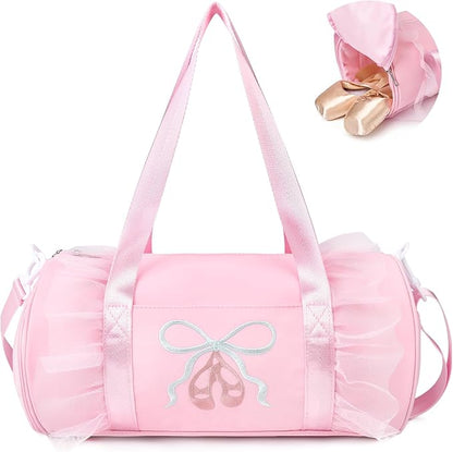 Dance Bag for girls, KUIRAN 8L Dance Duffel Bag with Separate Shoe Compartment Lightweight Water-resistant Sport Bag for Dance, Ballet, Gym, Travel - Pink