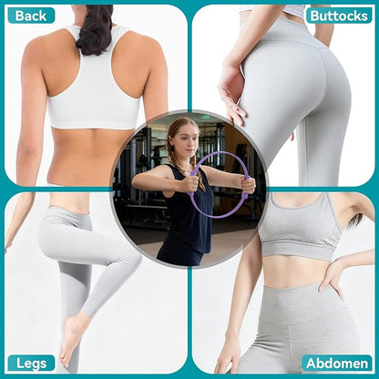 Pilates Ring, Silicone Magic Pilates Rings, Lightweight & Durable Flexible Fitness Circle Exercise Equipment for Toning Arms, Thighs,Legs, Core,Yoga & Physical Therapy