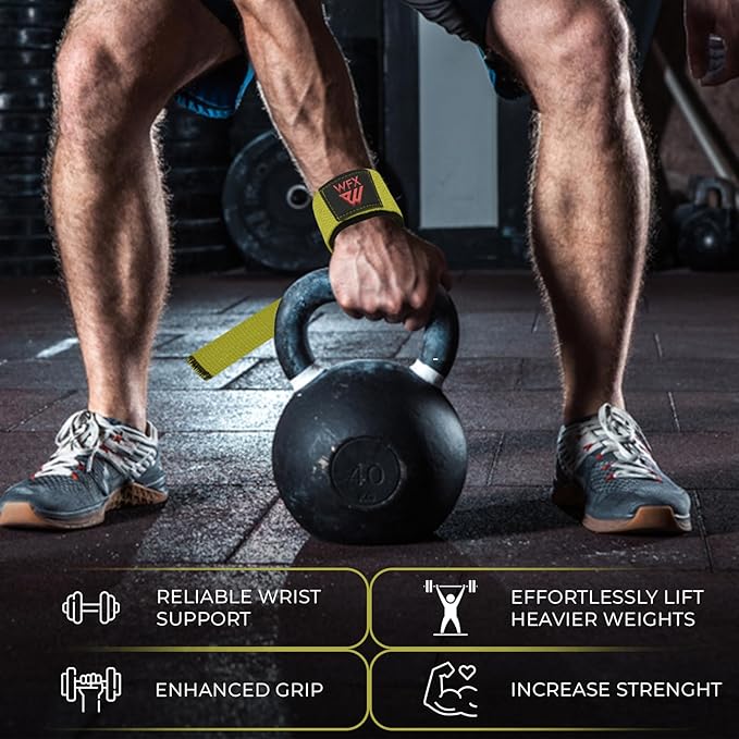 Weight Lifting Straps Wrist Support Padded Neoprene Gym Cross Training Hand Bar Weightlifting Straps Fitness Bodybuilding Power Exercise Grips Deadlift Men Women