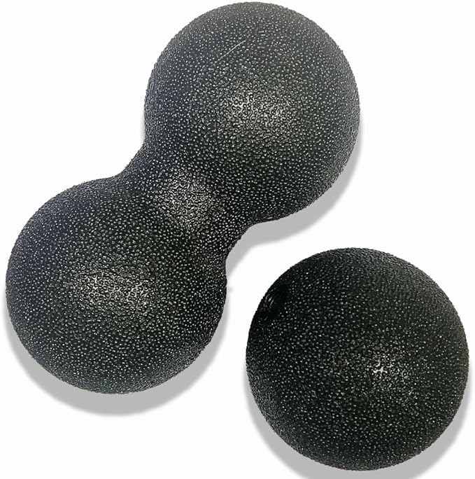 Hard Peanut Massage Ball - Double Ball for Trigger Point Therapy, Myofascial Release, Deep Tissue Fitness Massage & Relax Tight Muscles, Peanut Ball 16cm & Trigger Point Massage Ball 8cm (B)