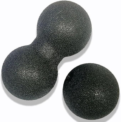 Hard Peanut Massage Ball - Double Ball for Trigger Point Therapy, Myofascial Release, Deep Tissue Fitness Massage & Relax Tight Muscles, Peanut Ball 16cm & Trigger Point Massage Ball 8cm (B)