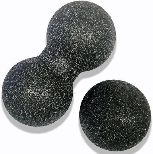 Hard Peanut Massage Ball - Double Ball for Trigger Point Therapy, Myofascial Release, Deep Tissue Fitness Massage & Relax Tight Muscles, Peanut Ball 16cm & Trigger Point Massage Ball 8cm (B)