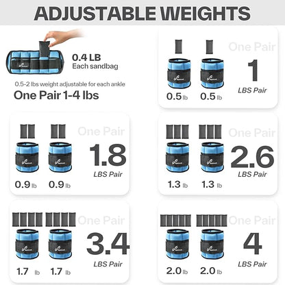 Sportneer Adjustable Ankle/Wrist Weights for Men Women Kids, Weighted Leg & Cuff Strength Training for Yoga Walking Running Aerobics Gym Fitness Physical Therapy