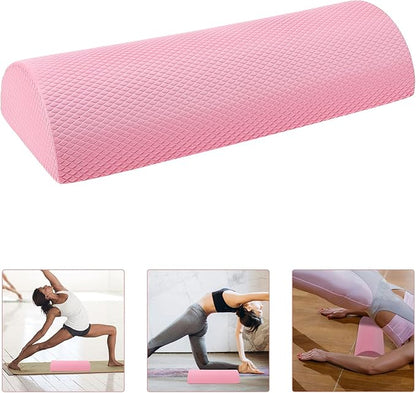 Half Circle Foam Roller for Yoga and Pilates Muscle Massage, 30x6.3cm Cherry Blossom Pink, Core Stability Balance Training Roller for Fitness and Back Relief at Home