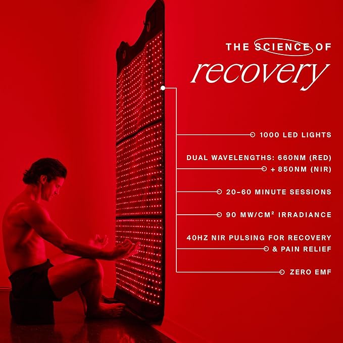 HigherDOSE Full Body Red Light Therapy Mat - Infrared Red Light Therapy Pad with 1,000 LEDs (660nm + 850nm) for Circulation, Recovery, Skin, Energy, Mood & At-Home Redlight Therapy for Body