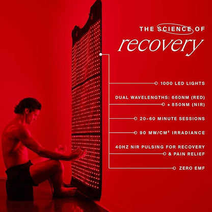 HigherDOSE Full Body Red Light Therapy Mat - Infrared Red Light Therapy Pad with 1,000 LEDs (660nm + 850nm) for Circulation, Recovery, Skin, Energy, Mood & At-Home Redlight Therapy for Body