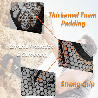 Workout Gloves for Men and Women,Gym Gloves for Weight Lifting with Wrist Support,Exercise,Rock Climbing, Biking,Training,Fitness,Pull up,Fingerless, Breathable and Snug fit