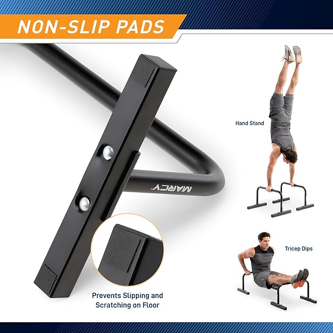 Marcy Parallette Bar ACC‑0333‑PARA – Powder‑Coated Steel Calisthenics Bars, Non‑Slip Pads, Home Workout Strength & Balance Trainer