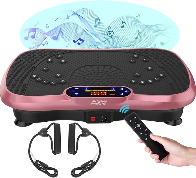 AXV Vibration Plate Fitness Platform Exercise Machine Vibrating Shaking Full Body Shaker Workout Vibrate Stand Shake Board Sport Gym for Weight Loss Fat Burner for Women Men