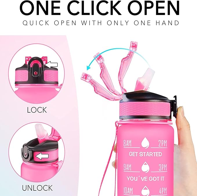 Boston Terrier 32 oz Water Bottle with Times Marker to Drink and Straw, Carrying Strap, Leakproof BPA-Free, Ensure You Drink Enough Water for Fitness Gym Camping Outdoor Sports